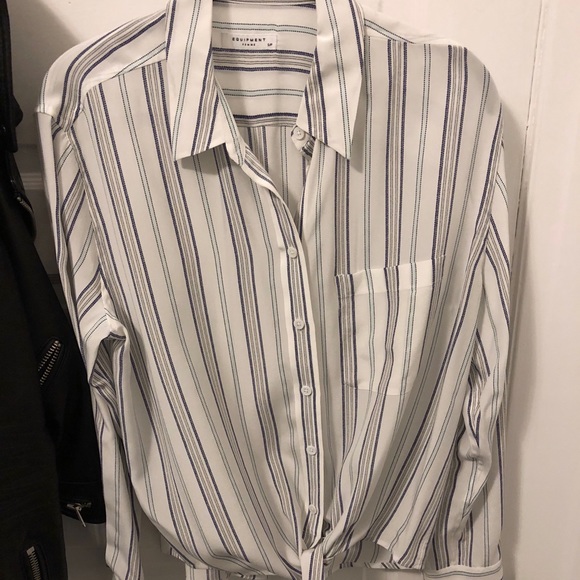 Striped silk Nautical tie front shirt - Picture 2 of 5